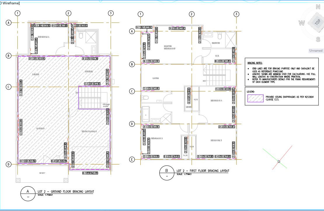 Lot Two Ground and First Floor Bracing AutoCAD Layout Plan