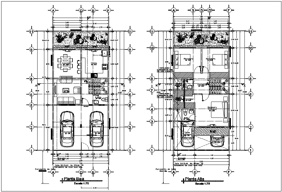 Low and high floor plan of residence area with architecture view dwg file