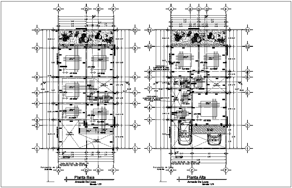 Low and high floor plan of residential area with construction view dwg file