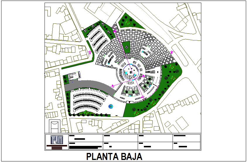 Low plan of communal market dwg file