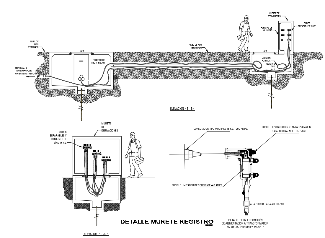 Low Voltage Electric Wall Section CAD Drawing Download DWG File
