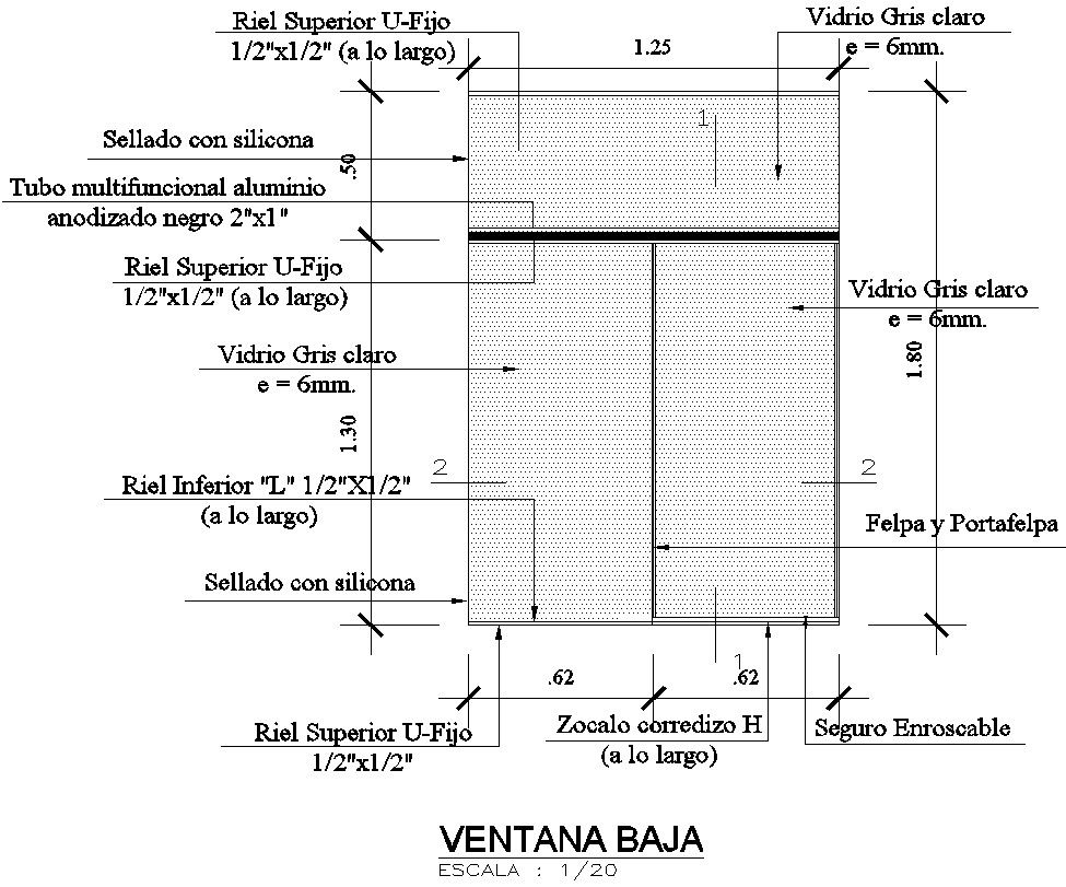 Lower window design in detail AutoCAD drawing, dwg file, CAD file