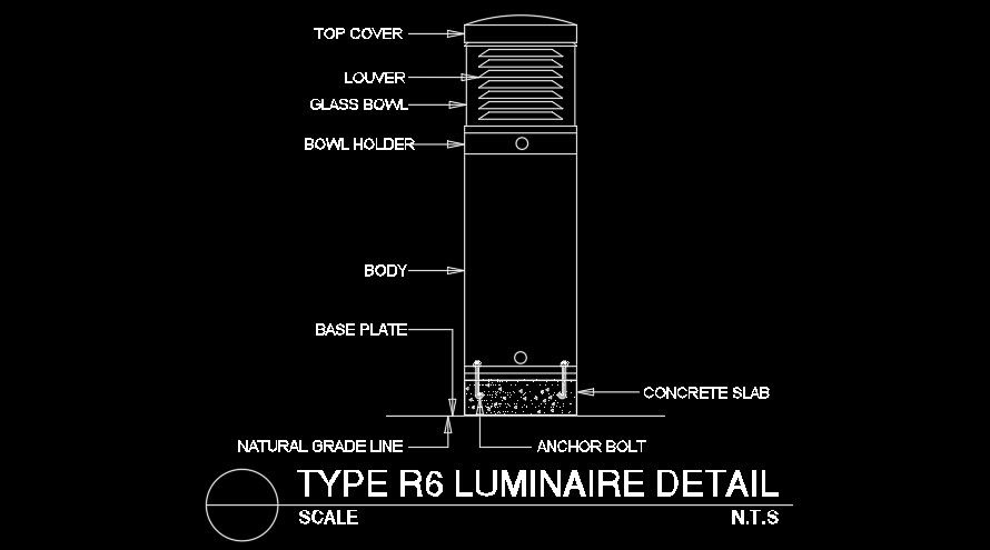 Luminaire detail drawing is given in this AutoCAD file