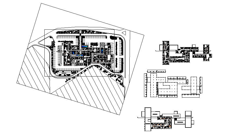 Luxuries hotel building distribution and floor plan cad drawing details dwg file