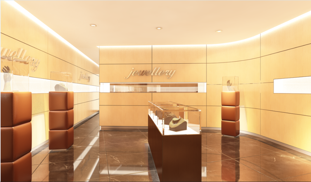 Luxuries jewelry shop interior design details dwg file