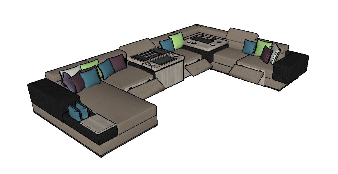 Luxuries modern couch 3d model cad drawing details skp file