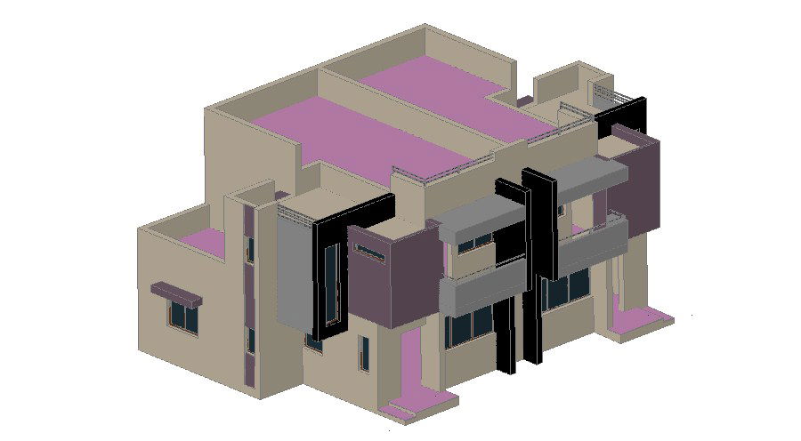 Luxuries multi-level 3d bungalow cad drawing details dwg file