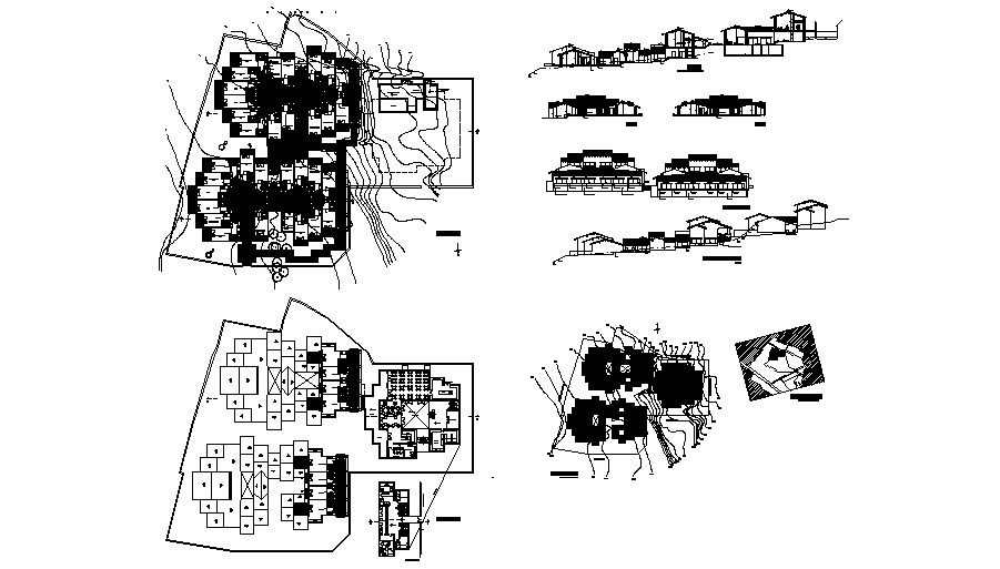 Luxuries multi-level hotel building detailed architecture project dwg file