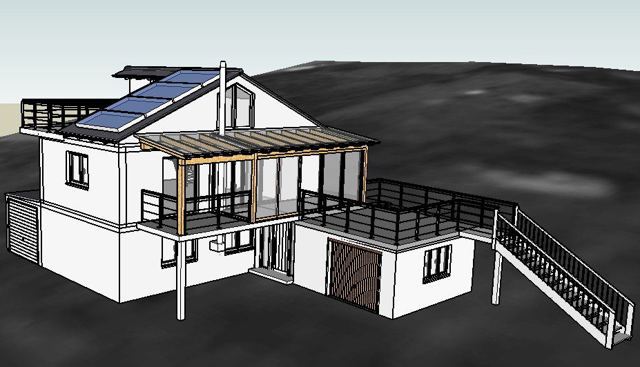 Luxuries one family 3d house cad drawing details skp file