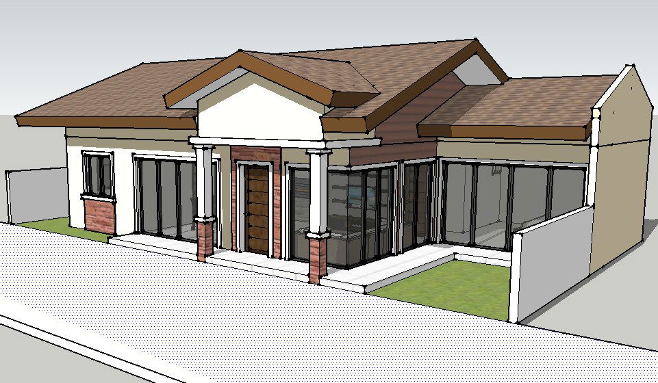 Luxuries one family 3d house cad drawing details skp file