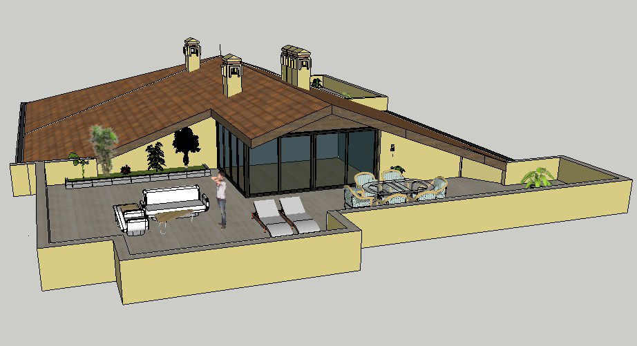 Luxuries one family bungalow 3d elevation cad drawing details dwg file