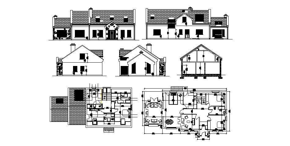 Luxuries one family house detailed architecture project dwg file