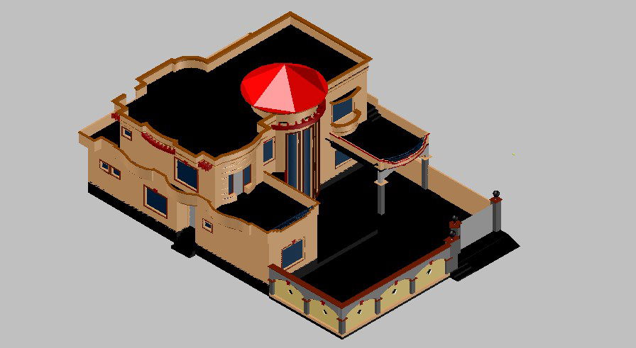 Luxuries residential villa 3d model cad drawing details skp file