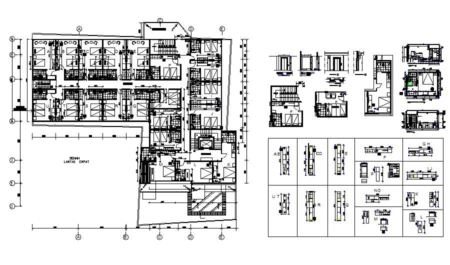 Luxuries star hotel distribution plan cad drawing details dwg file