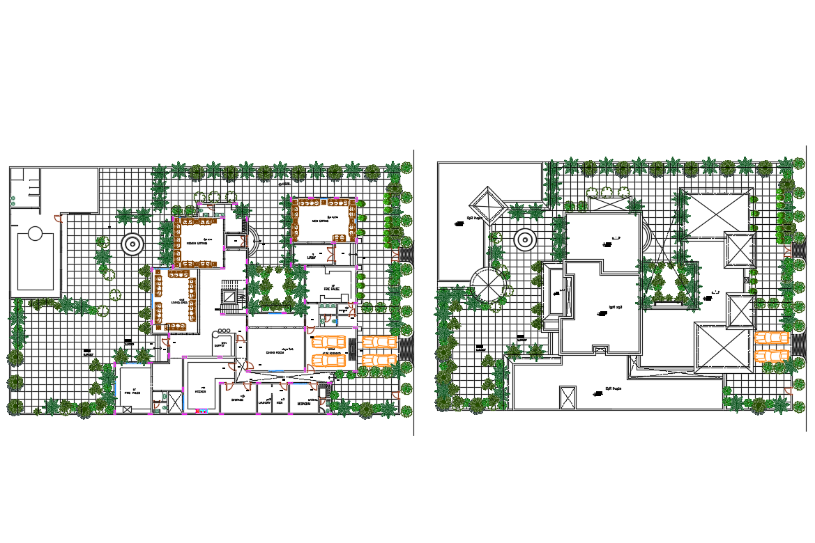 Luxuries villa ground and first floor plan cad drawing details dwg file