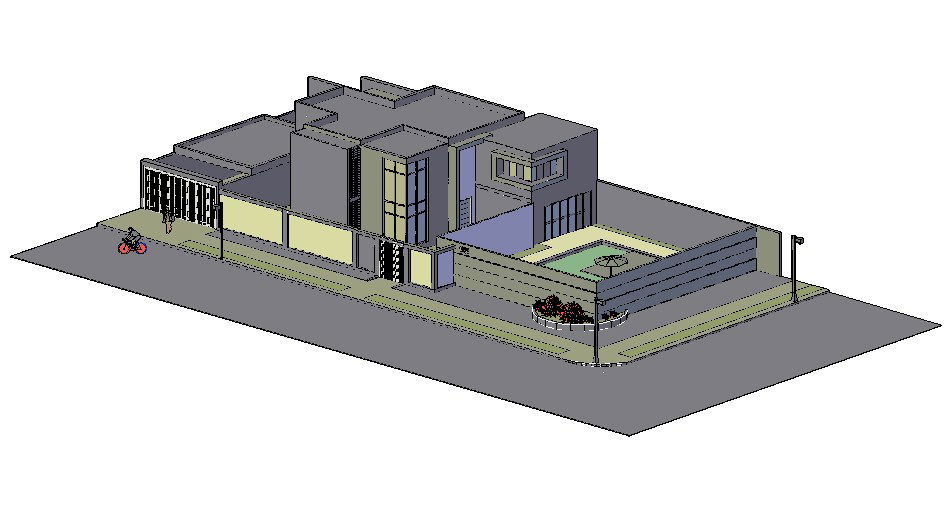 Luxuries villa type bungalow 3d design cad drawing details dwg file