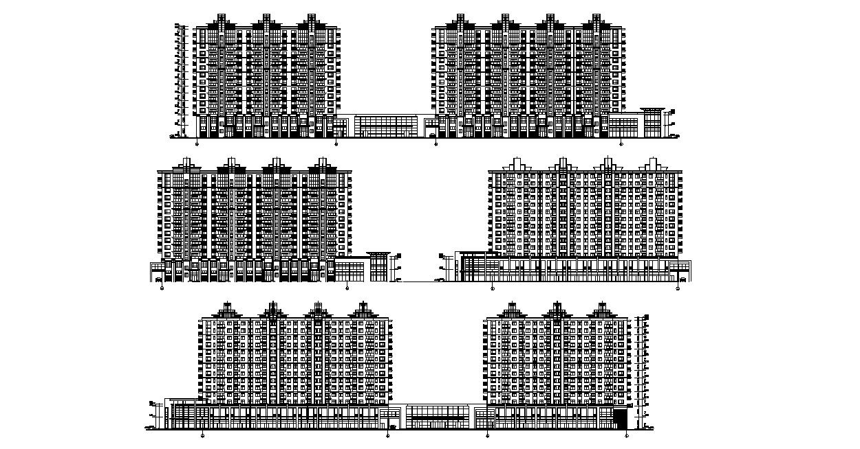 Luxurious Apartment Facade Design CAD File