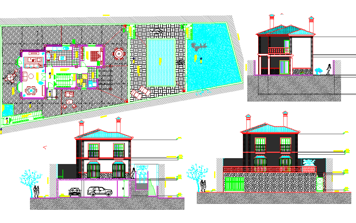 Luxurious Bungalow project dwg file