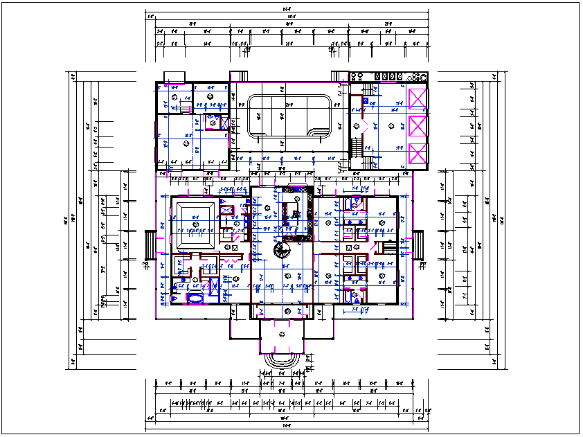 Luxurious plan view detail dwg file