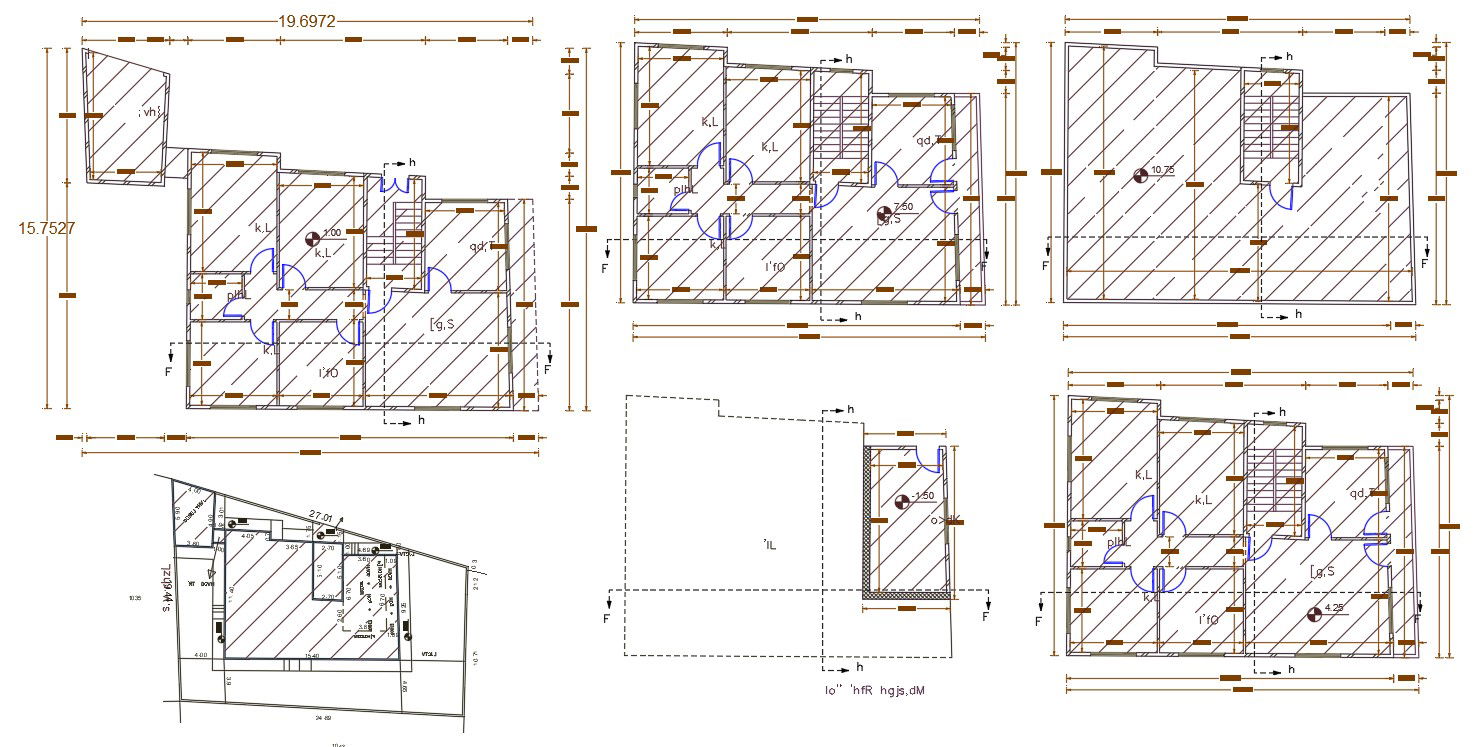 Luxurious 3 BHK Apartment Floor Plan Drawing CAD file