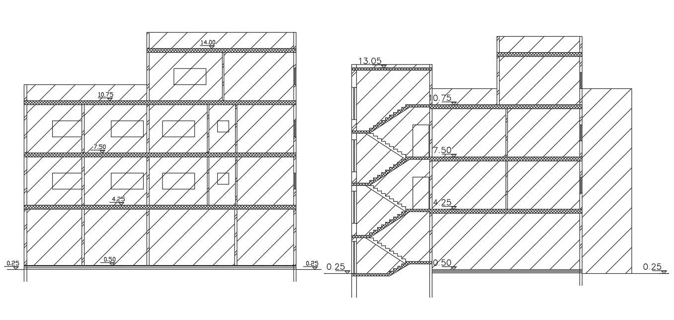 Luxurious Apartment Building Section CAD Drawing