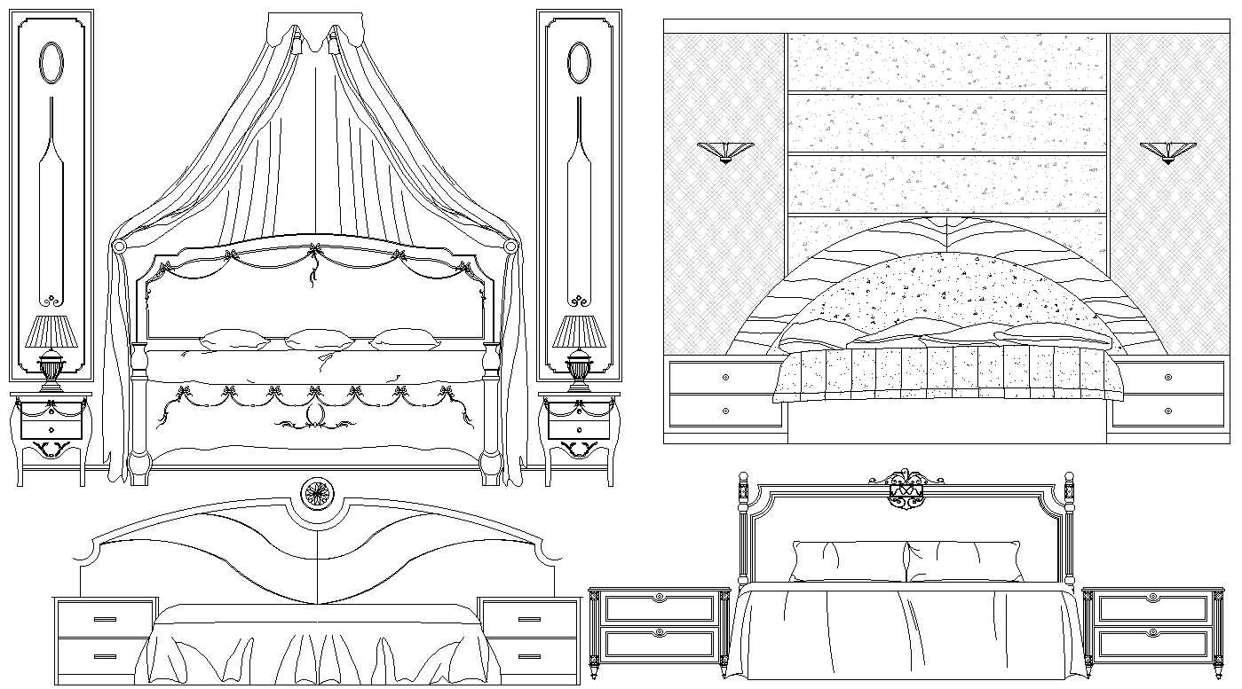 Luxurious Bedroom Furniture Designs Detailed AutoCAD DWG 