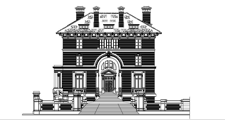 Luxury Home Elevation Design AutoCAD File