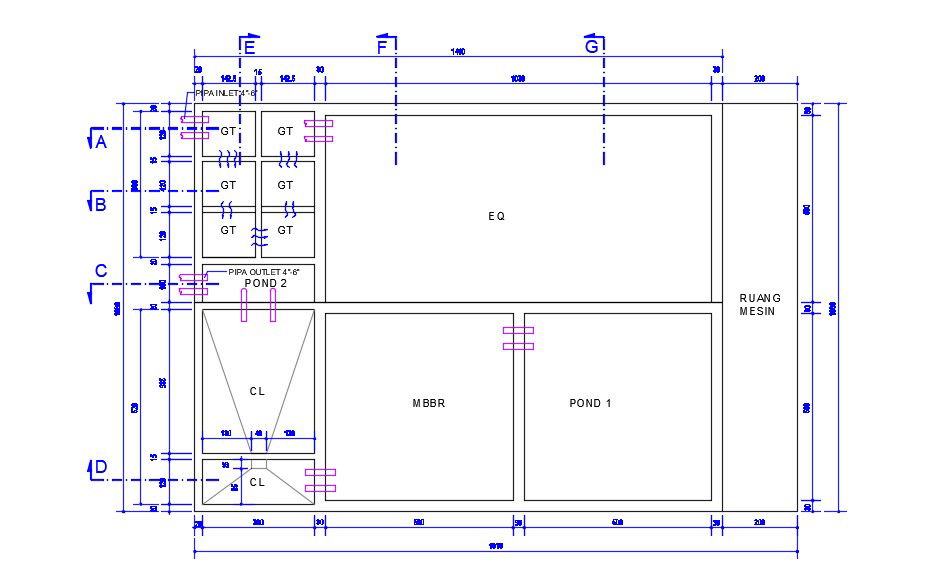 MBBR Water Filtration System Design AutoCAD Drawing Download