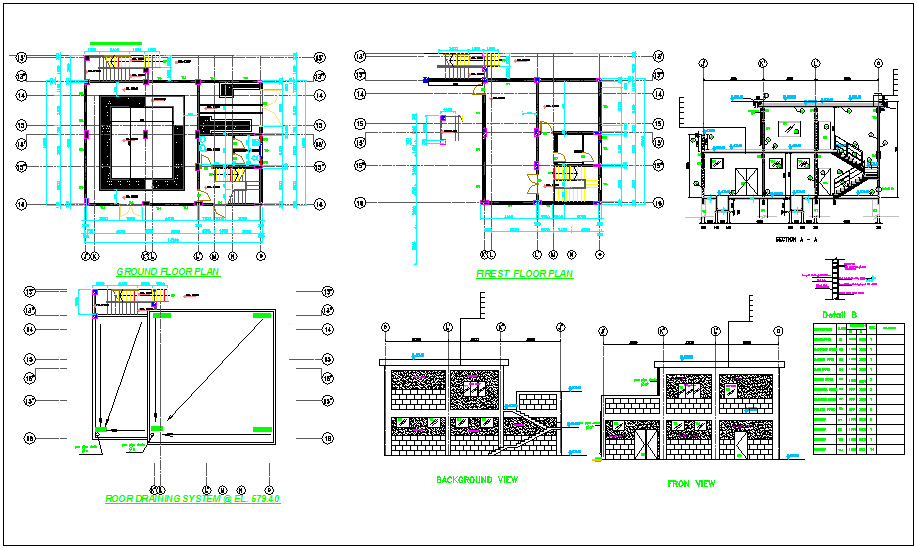 MCC building door and window view plan with drain pipe view dwg file
