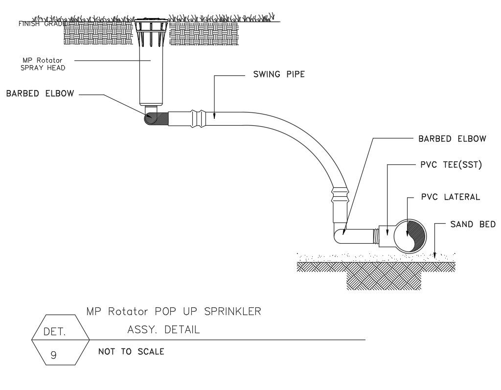 MP rotator pop up sprinkler details in AutoCAD 2D drawing, CAD file, dwg file