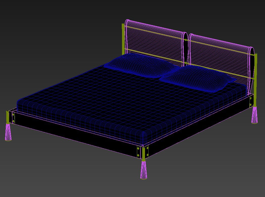 MS Stylish Bed Design With Mattress Pillow And Rendered In 3D MAX File