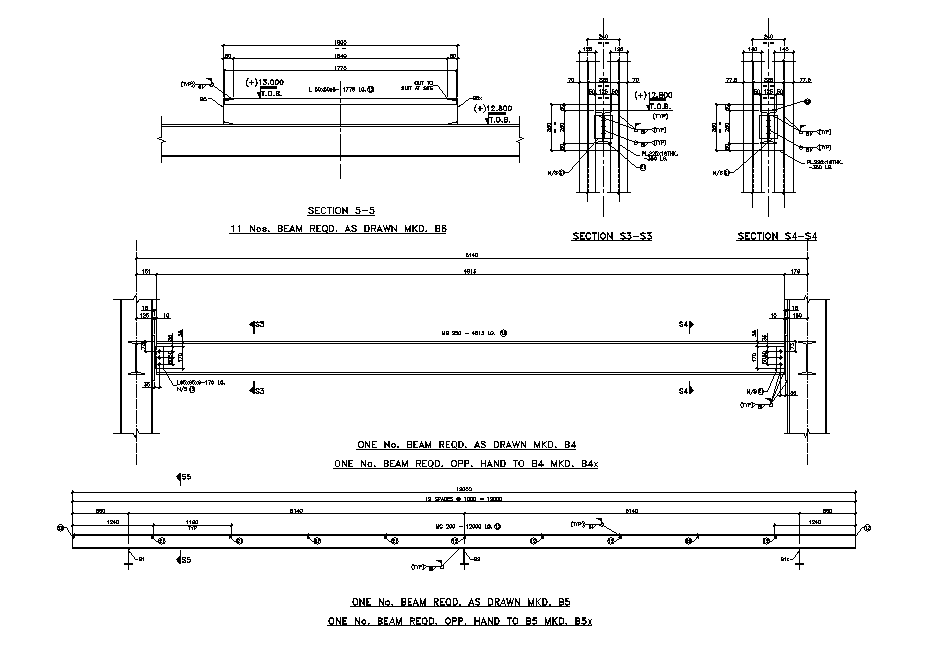 MS Steel Column Beam Section Drawing DWG File