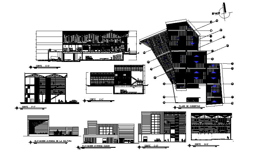 Madera elevation, section, floor plan and auto-cad details dwg file