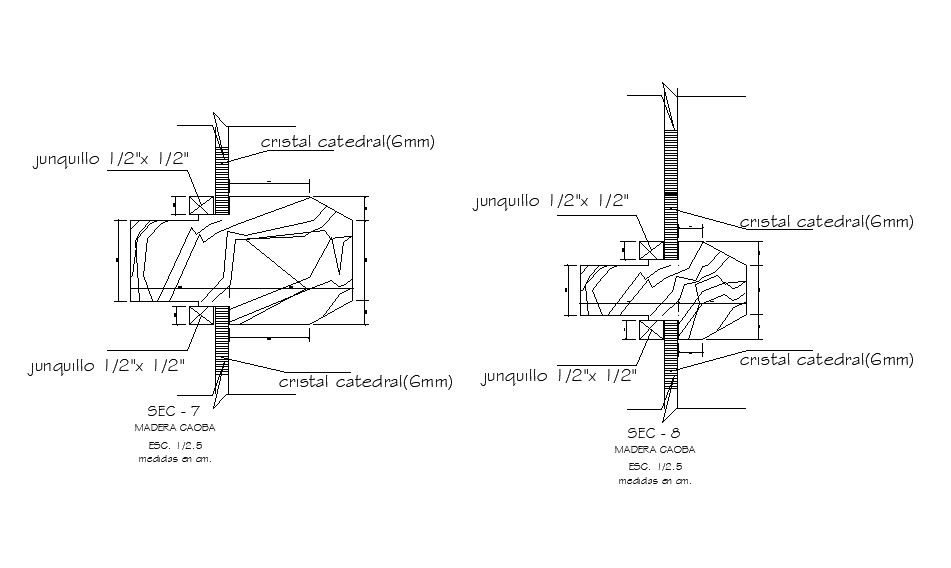Mahogany wood section view has given in the form of 2D Autocad file. Download the Autocad file.