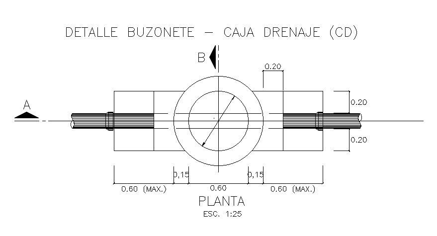 Mail box detail is given in this Autocad drawing model. Download the Autocad file.