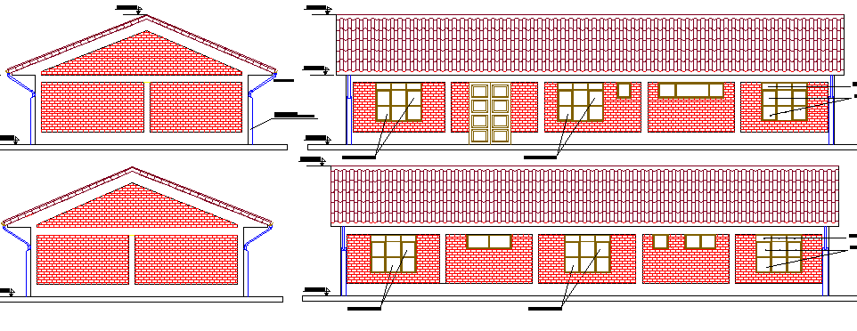 Main Elevation of Health Center Architecture Design dwg file