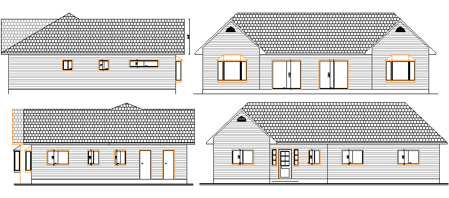 Main Elevation of Summer House Architecture Layout dwg file