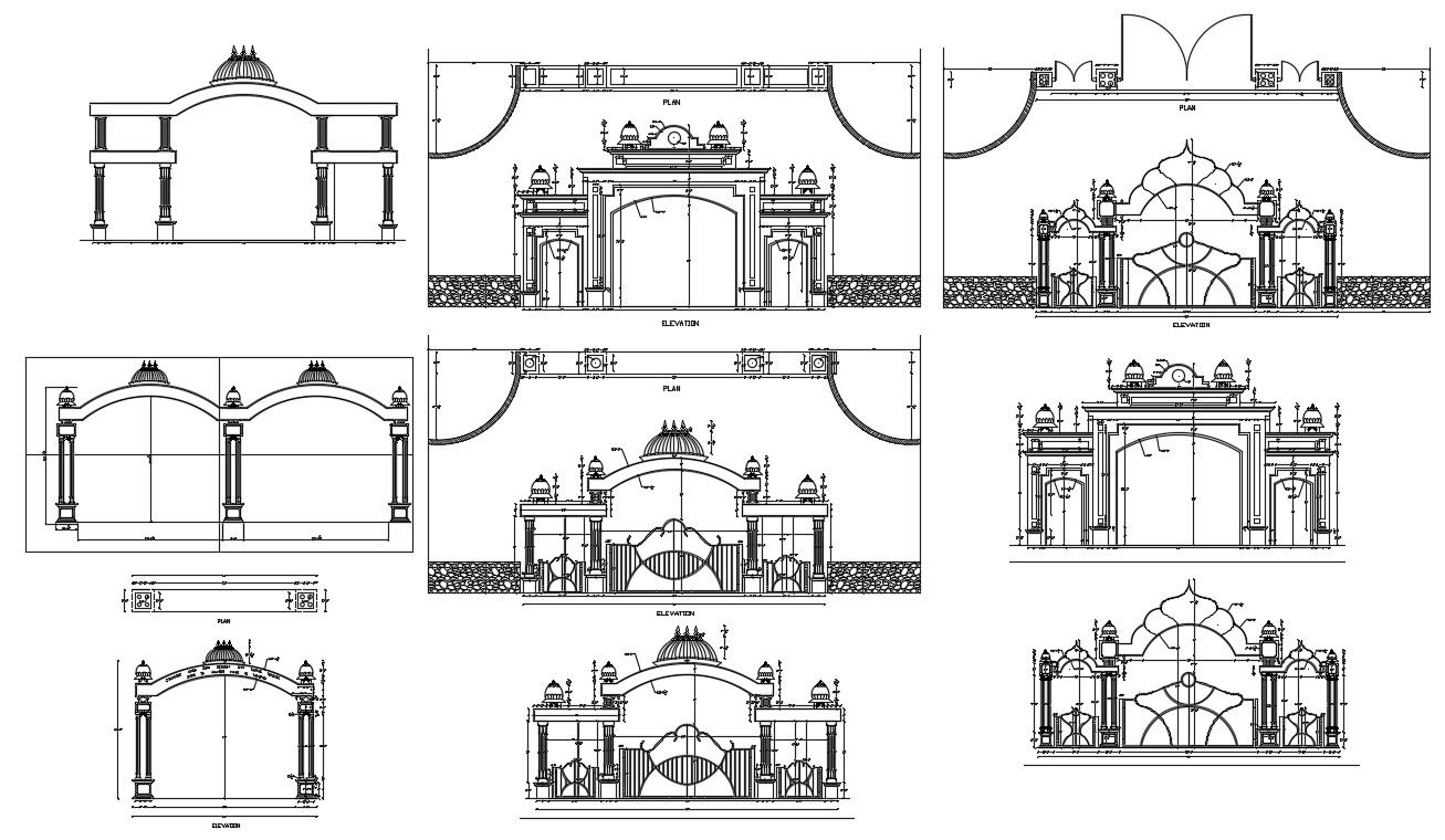 Main Gate Design With Working Dimension Cad Drawing Download