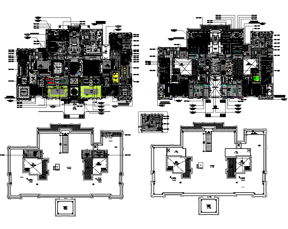 Main bungalow structure detail plan 2d view layout autocad file