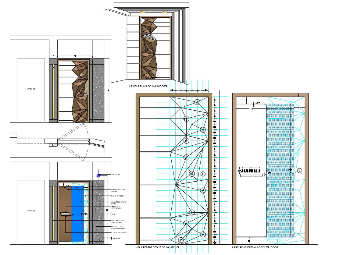 Main door Elevation and Plan AutoCAD Drawing