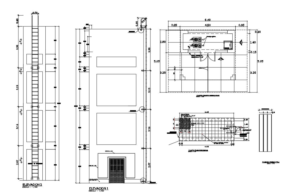 Main door of building elevation and installation details dwg file