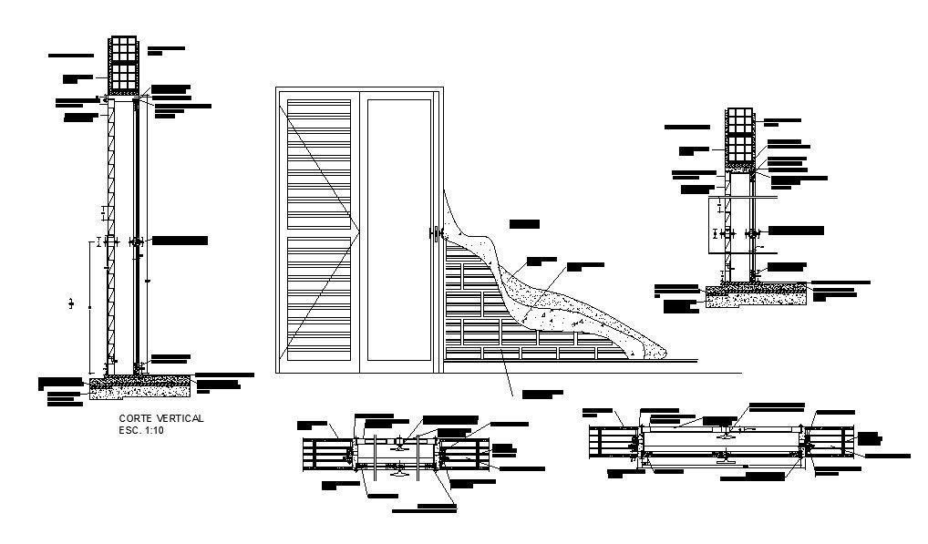 Main door of house elevation installation drawing details dwg file