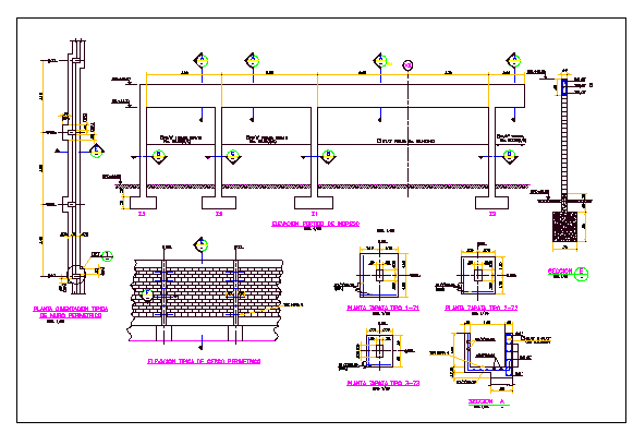 Main entry gate and perimeter fence details of garden dwg file