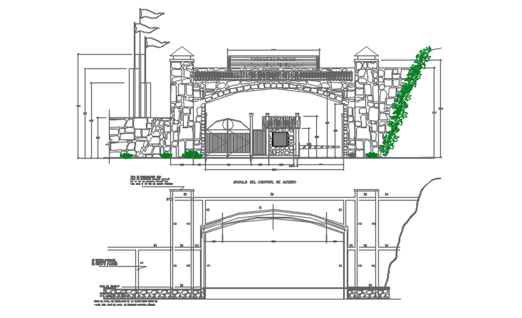 Main gate elevation AutoCAD File