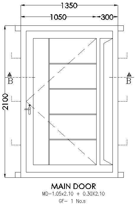 Main door design with dimension and other details dwg autocad drawing .