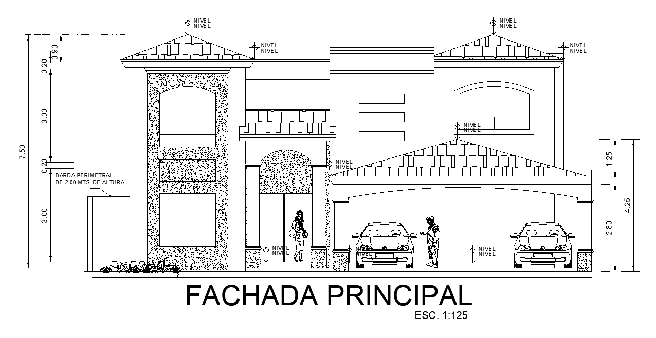 Main facade cad drawing is given in this cad file. Download this cad file now.