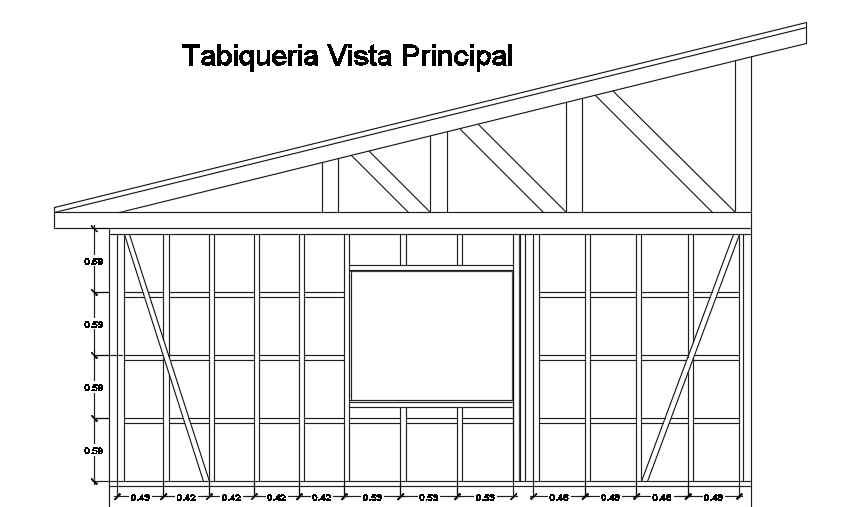 Main view partition of the 6x7m two story house building cad drawing