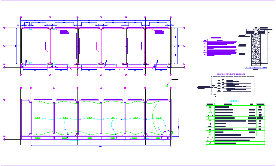 Major electrical installation plan with its legend for classroom view dwg file