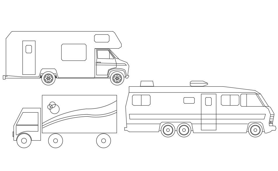 Makeup Van Side Elevation CAD Blocks Free Download DWG File