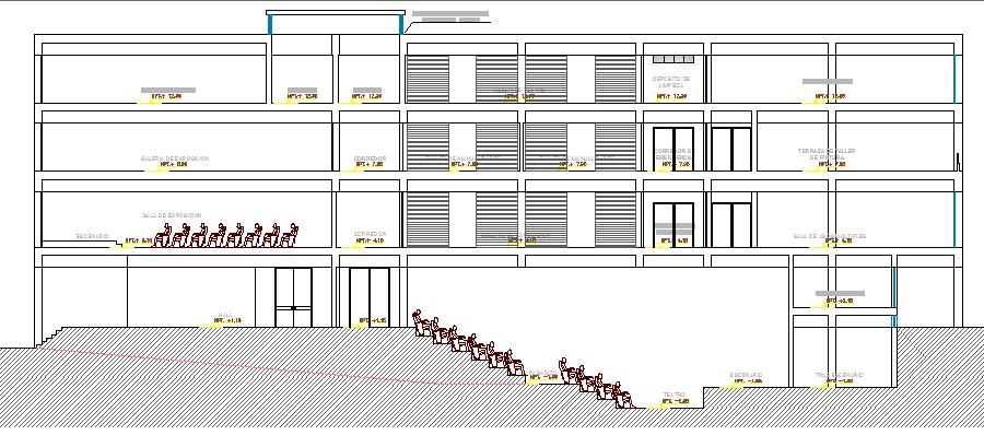 Mall Architecture Design and Section Details dwg file